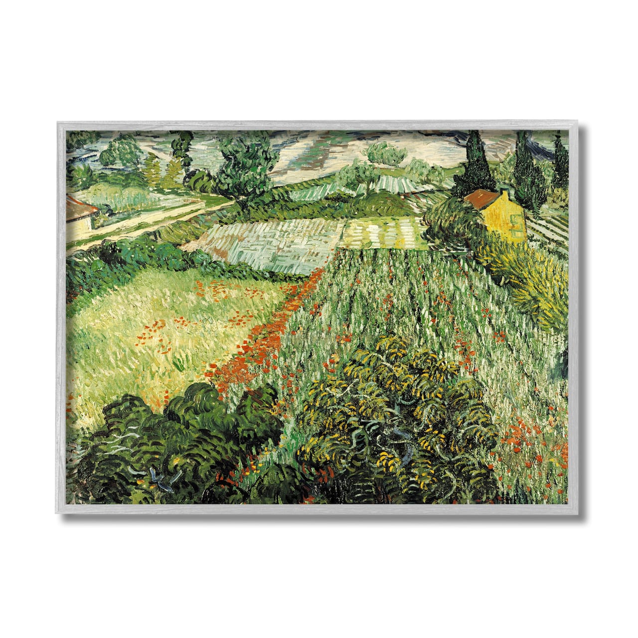 Stupell Industries Classic Van Gogh Field Painting Feld Mit Mohnblumen in Gray Frame Wall Art